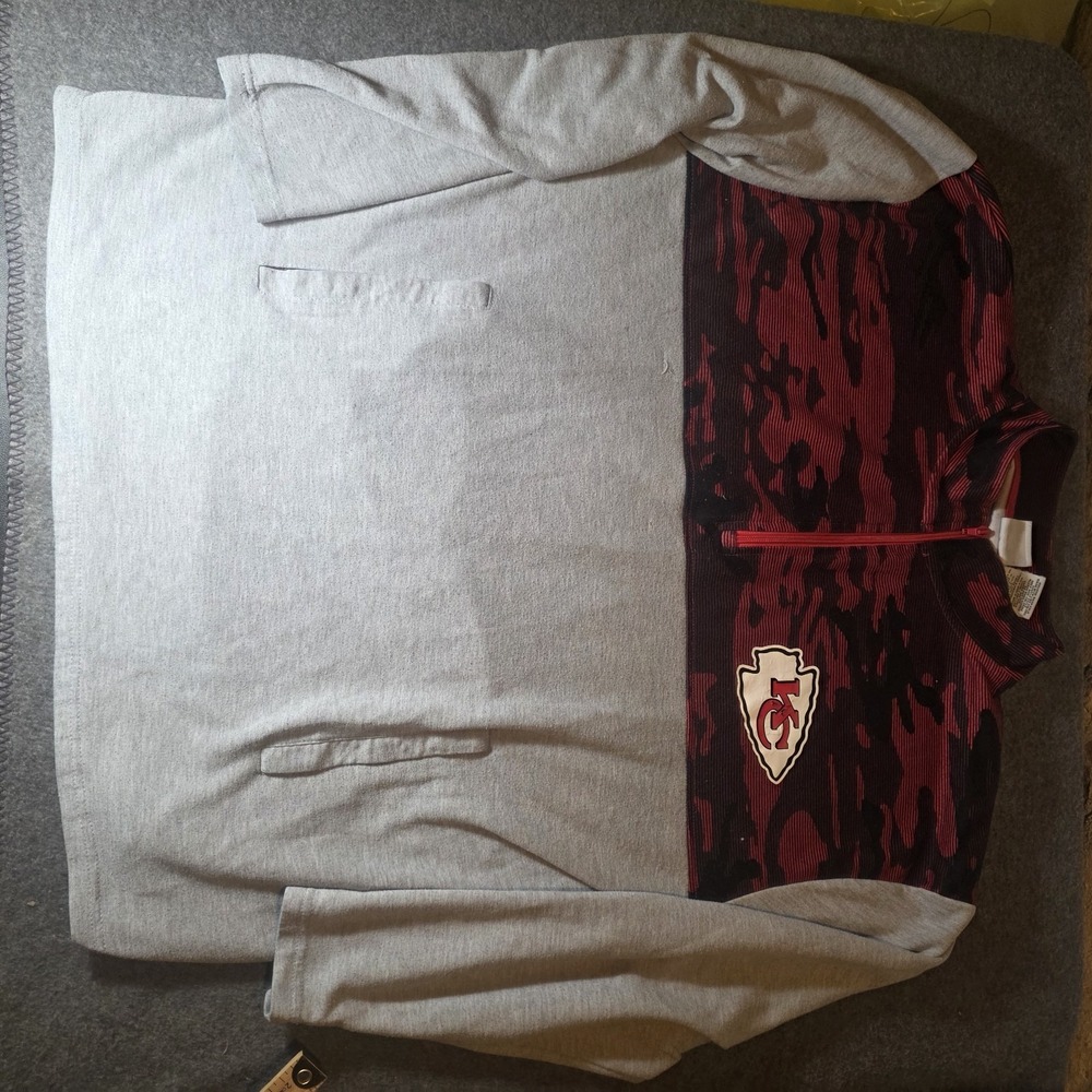 KC CHIEFS football NFL pullover 1/4 Zip Red CAMO Gray Team Apparel XXL B1